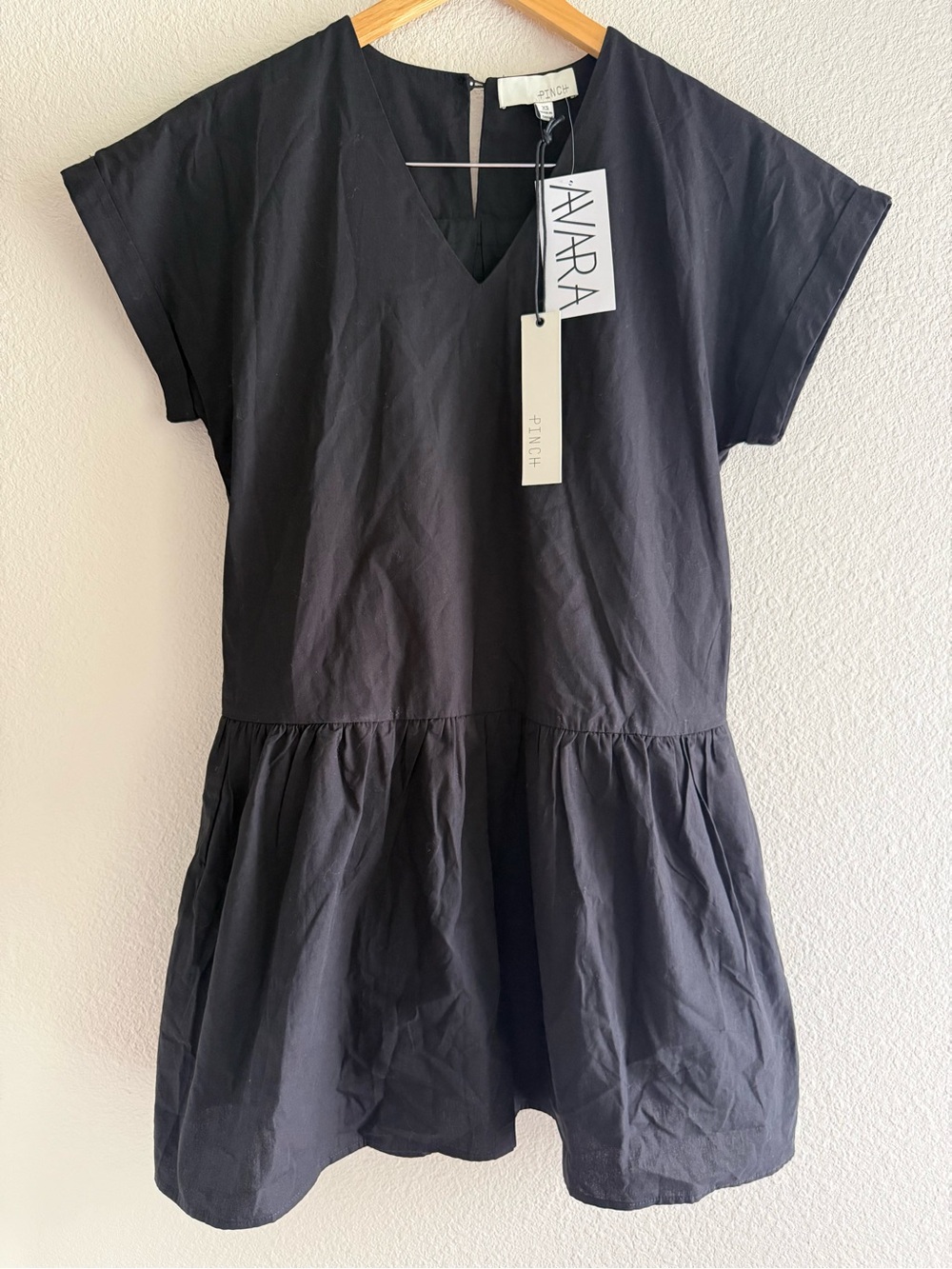 Avara Black 100% Cotton V-Neck Short Sleeve Dress XS/S(2)